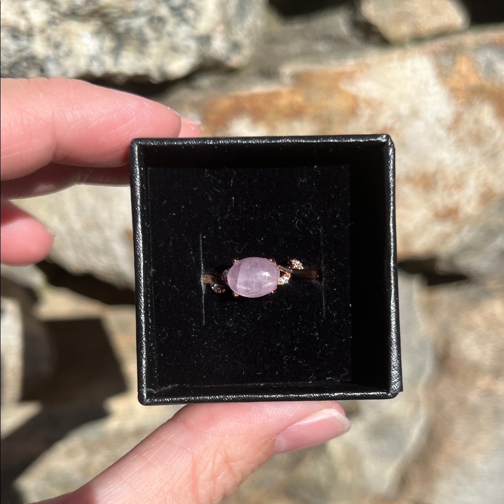 Adjustable  Rose Quartz Ring in Rose Gold
